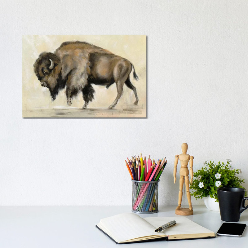 Bronze Buffalo by Silvia Vassileva - Wrapped Canvas Painting, 20.32 cm H x 30.48 cm W