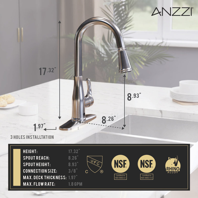 ANZZI Pull Down Touchless Kitchen Faucet, Stainless Steel