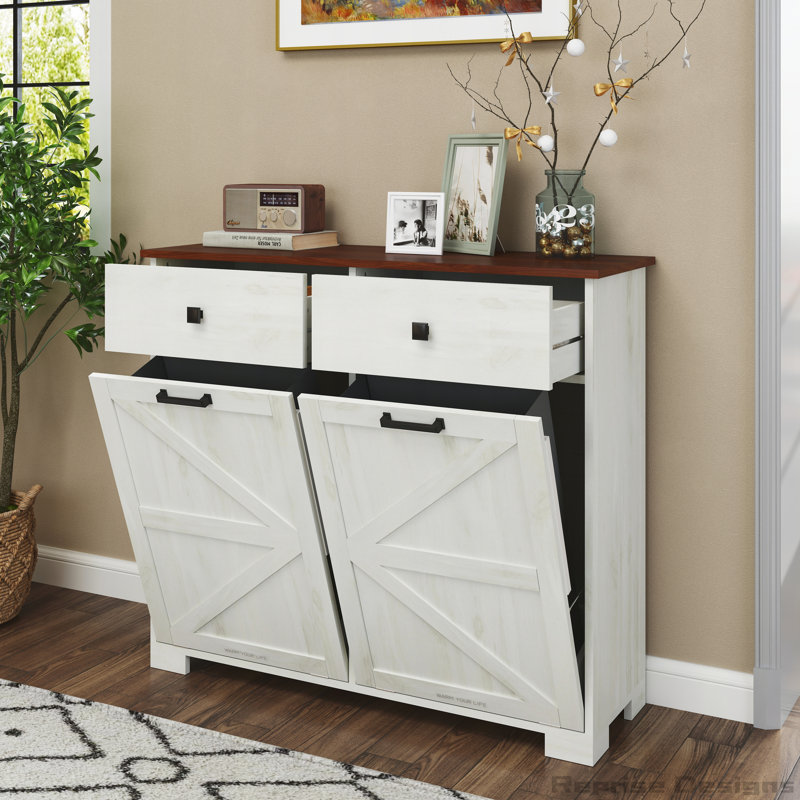 Armoire à déchets à double basculement Farmhouse pour poubelles 20 gallons Farmhouse