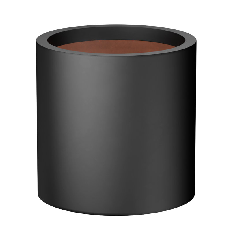 Charcoal Black(Enhanced Interior) Concrete Round Planter / Pot With Drainage Holes, 16" H x 16" W x 16" D