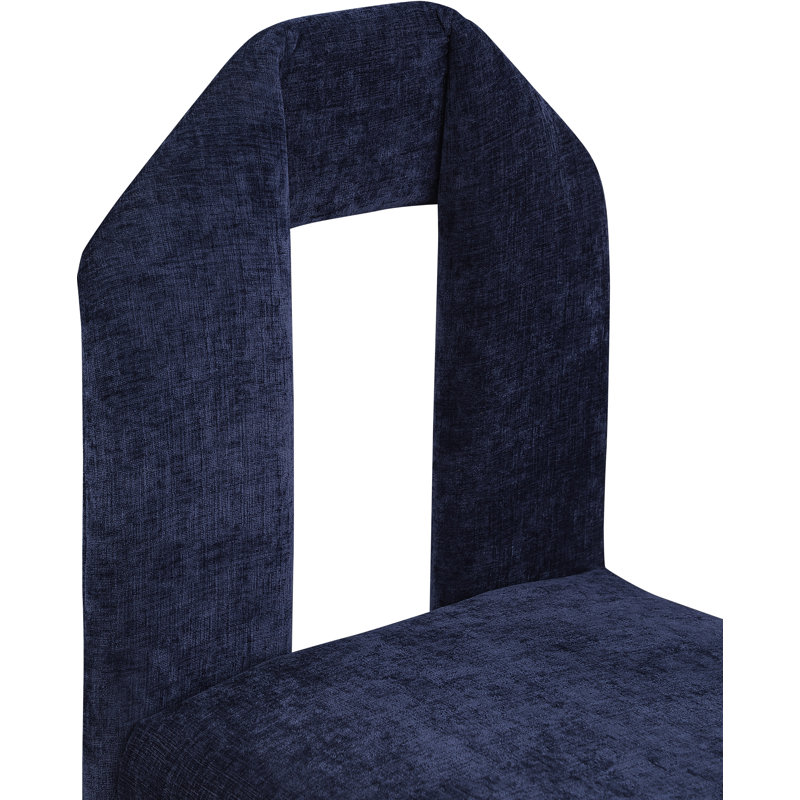 Jaicee Upholstered Dining Chair, Navy Chenille Fabric