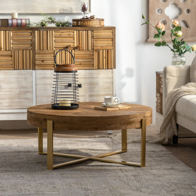 31.29'' Solid Wood Top Console Table, Gold