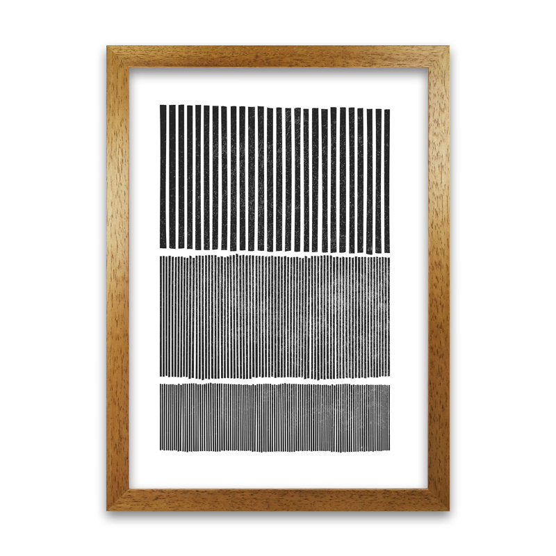 Mid Century Modern Lines Original - Print, 42cm H x 30cm W x 3cm D, Oak Frame