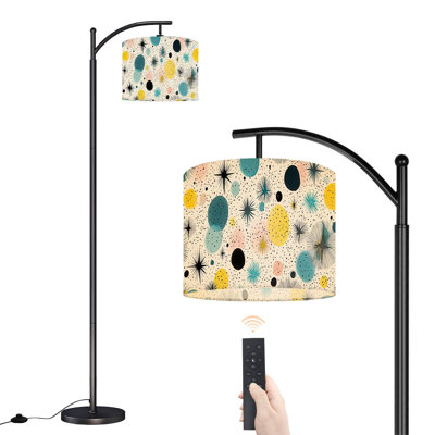 Lampe sur pied à arc avec abat-jour réglable de style Mid-Century moderne Palm Springs à formes géométriques abstraites Lampe sur pied à 3 températures de couleur à intensité variable avec mât pour la chambre à coucher