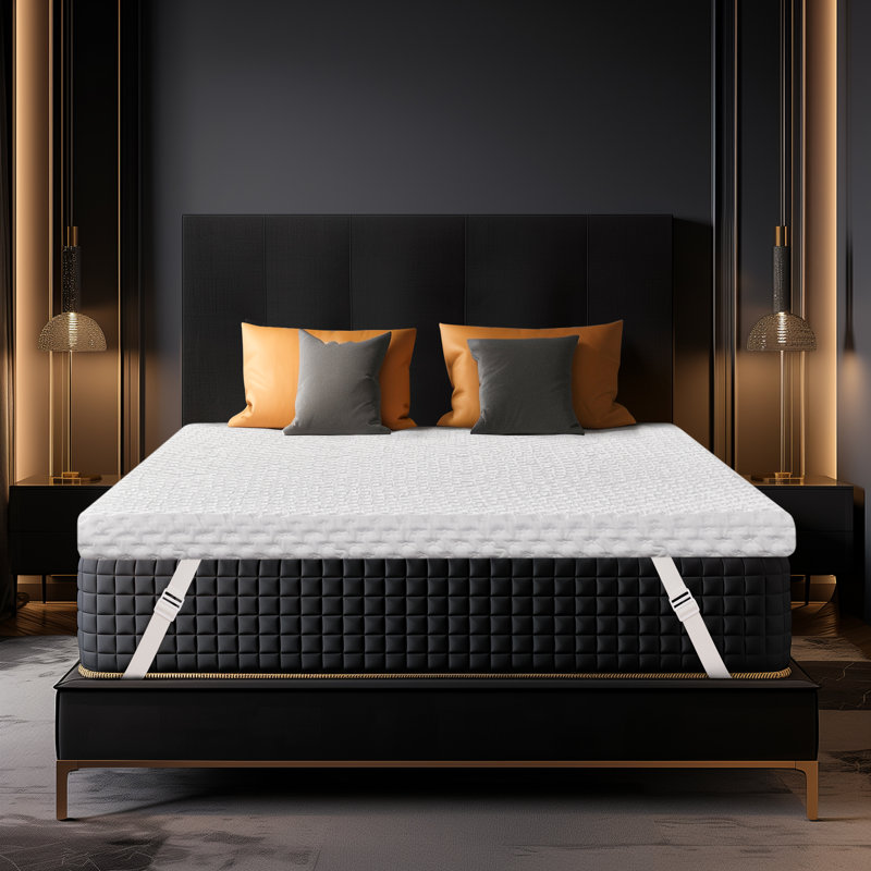 Surmatelas en mousse viscoélastique gélifiée 3 po avec housse de refroidissement élégante, Très grand, 3"