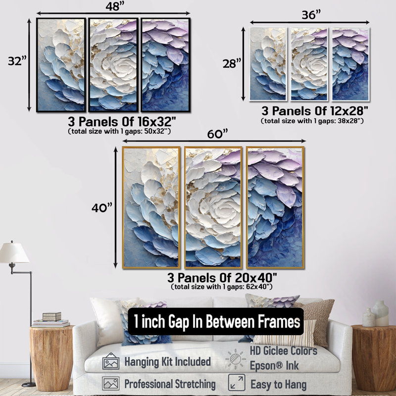 Purple And Blue Cosmic Vortex II - Abstract Spirals Wall Art Print Set, 28" H x 36" W x 1" D, Black Floater Framed Canvas