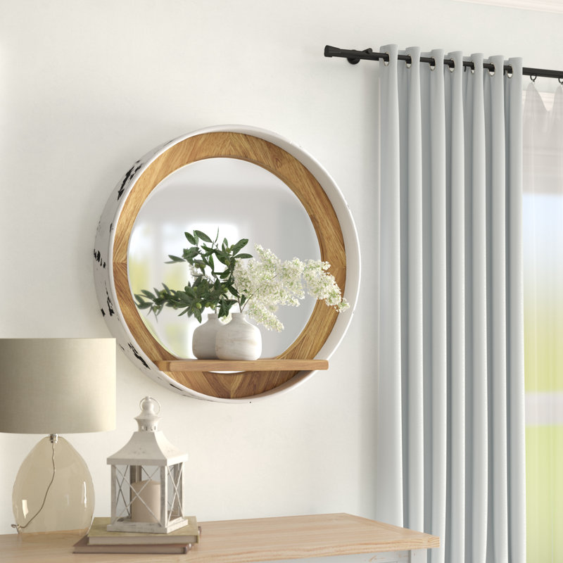 Flat Wall Mirror with Shelves