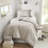-piece Twin/twin Xl Bedding Set, Soft Polyester Striped Neutral Design For Dorms & Small Spaces
