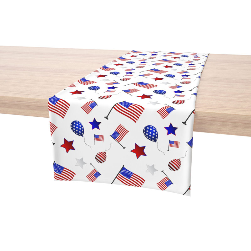 Ethen Geometric Independence Day Table Runner, 72" x 12"