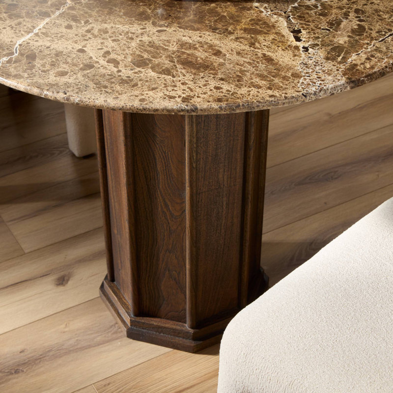 Pavlo Dining Table-Brown Marble, 30”H x 36”L x 36”W