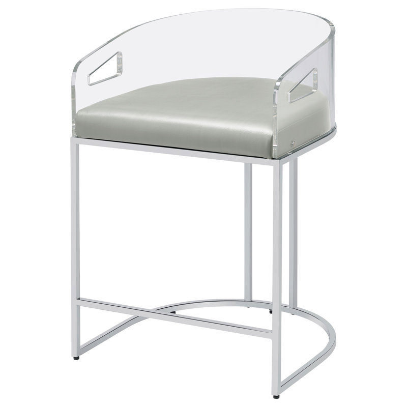 Peter Upholstered Counter Stool with Metal Frame, Counter Stool (25.75" Seat Height), Gray