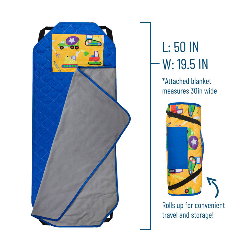 Tapis de sieste Wildkin Modern Kids - mélange de coton doux avec coussin et sangles élastiques pour l'école et les voyages - en construction