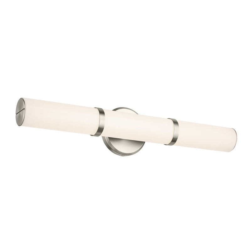 Barre de bain 24,25 "à DEL moyen avec verre blanc, Nickel brossé