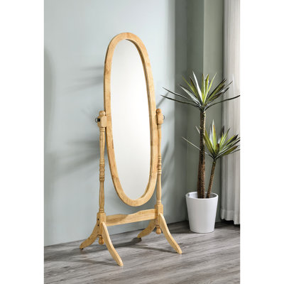 Miroir sur pied en bois de 57,51 po, finition naturelle, ovale. Miroir réglable. S'incline facilement à n'importe quel angle. Les guides d'assemblage faciles finissent en toute liberté.