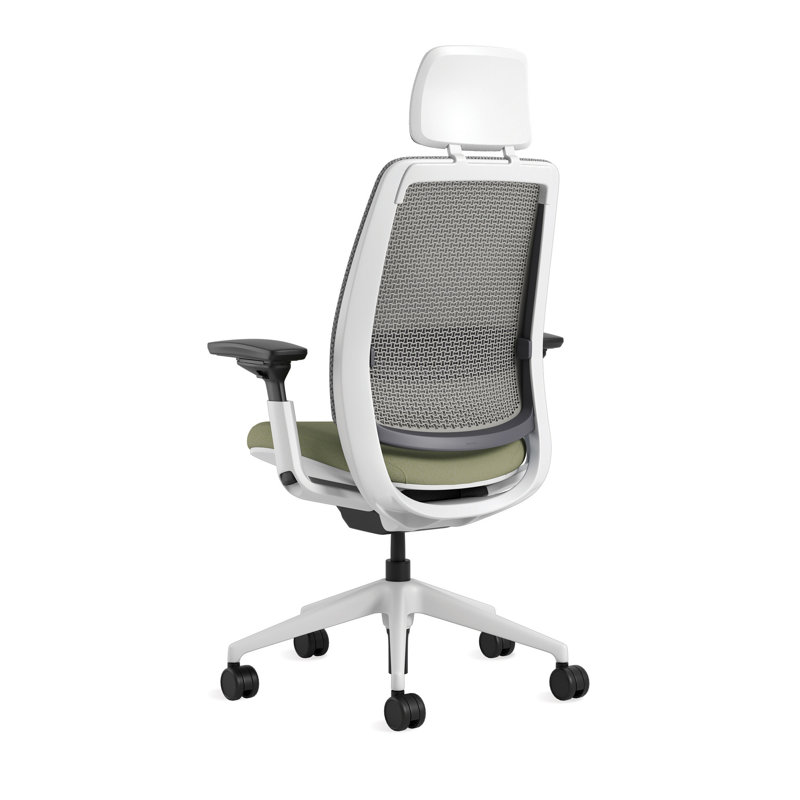 Steelcase Series 2 3D Microknit Airback Task Chair with Headrest, Olivine/Nickel, Seagull, Carpet