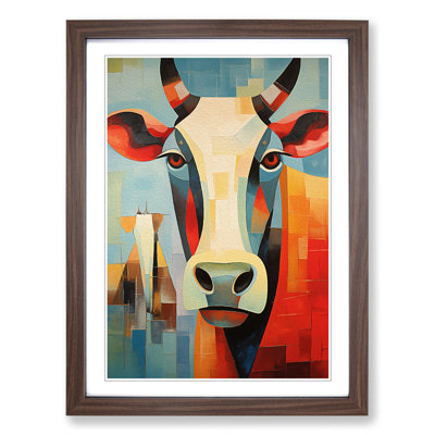 Cow Cubism - Single Picture Frame Print on Wood