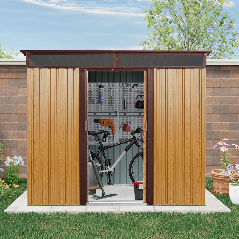 8x6 Metal Outdoor Storage Shed With Transparent Plate Coffee