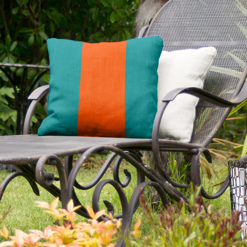 Coussin décoratif d'intérieur/d'extérieur, 16 po x 1 po, Turquoise / Orange