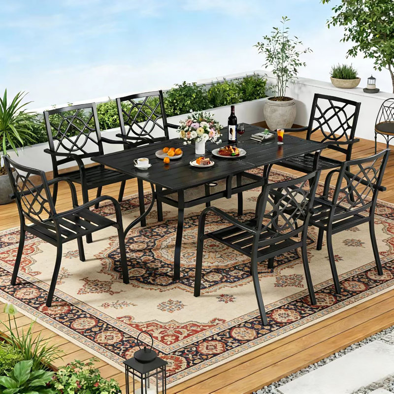 Jayc 6 - Person Patio Dining Set with Rectangular Table