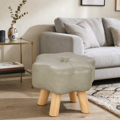 Modern Flower-Shaped PU Leather Stool Footstool