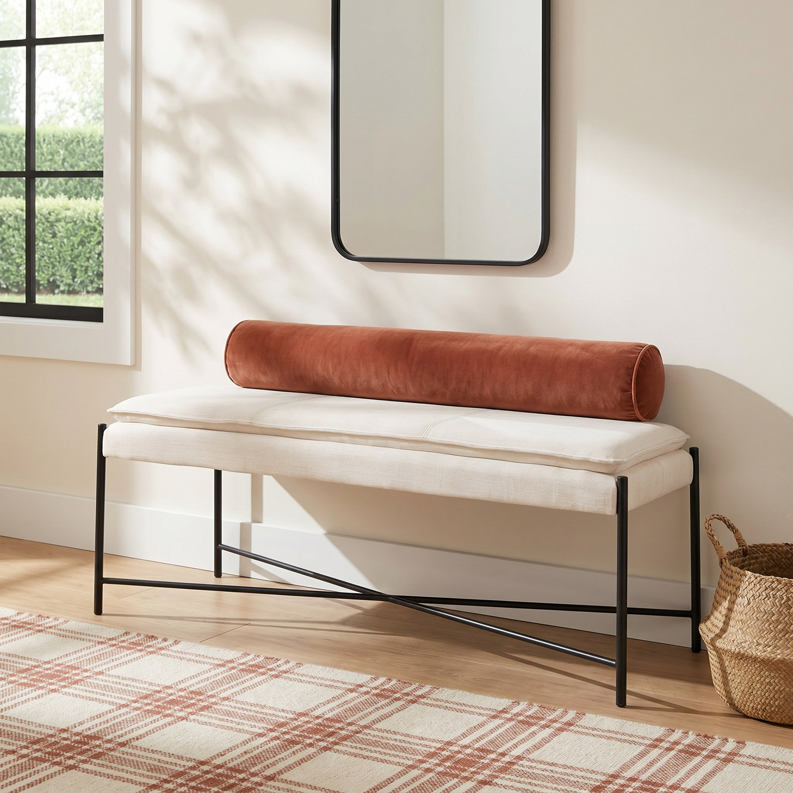 Braylon 50" Entryway Bench, Light Beige