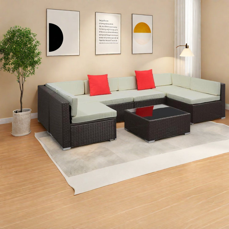 Canapés modulaires en rotin durables, design moderne, sièges extérieurs spacieux