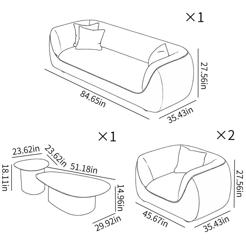 Modern Simple Sofa Coffee Table Combination