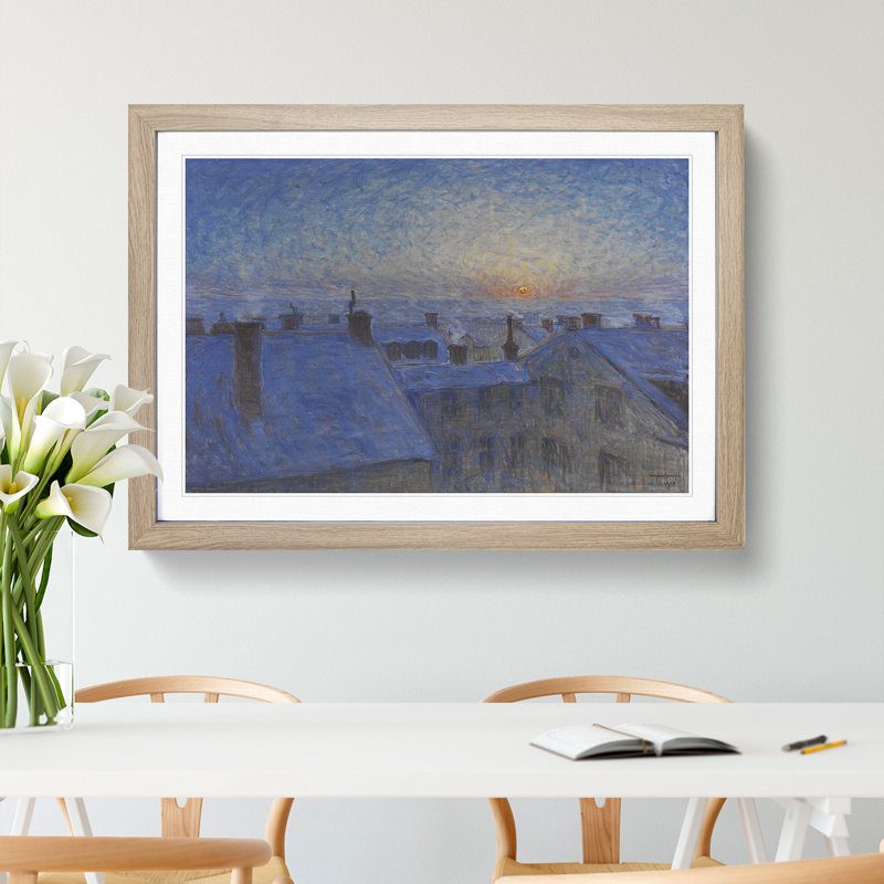 Sunrise over the Rooftops by Eugene Jansson - Picture Frame Painting, Oak Framed, 36cm H x 48cm W x 2cm D