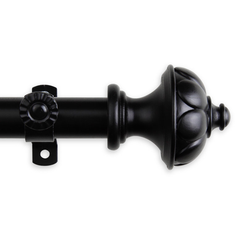 Tringle à rideaux simple à baie vitrée ajustable de 28 po à 48 po Madalynn, 18 po à 28 po (chaque côté), Noir