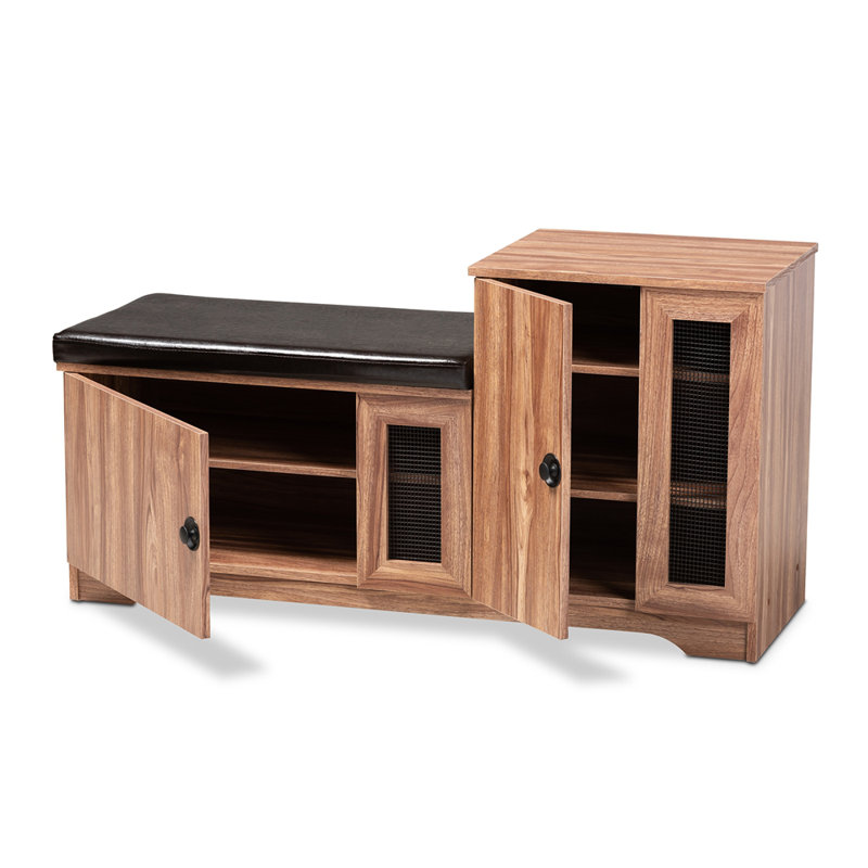Mareshah 2 Door Wood 12 Pair Shoe Storage Bench With 1-Cabinet, 24.5'' H X 48'' W X 16.25'' D