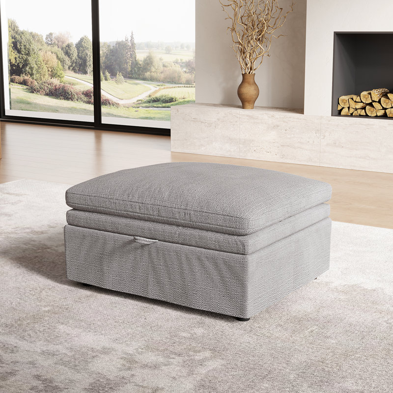 Repose-pieds rembourré avec rangement de 35 po de large, Gris