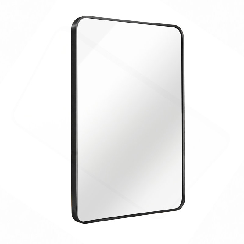 Metal Framed Rectangular Bathrrom Mirror For Wall, Black, 30" x 22"