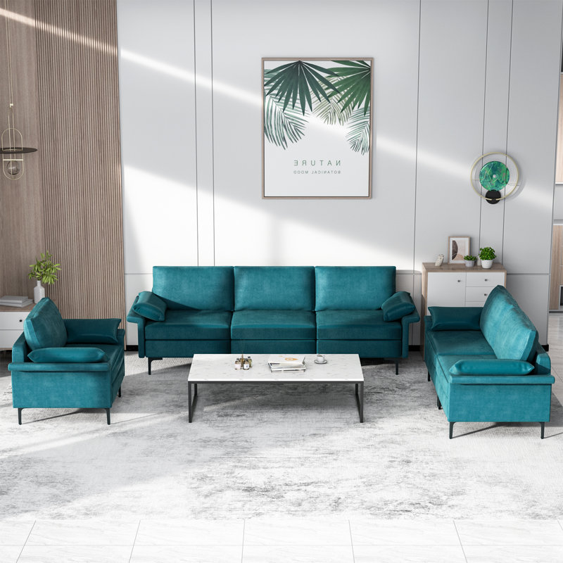 Latoyah 100.5'' Upholstered Sofa, Blue Fabric