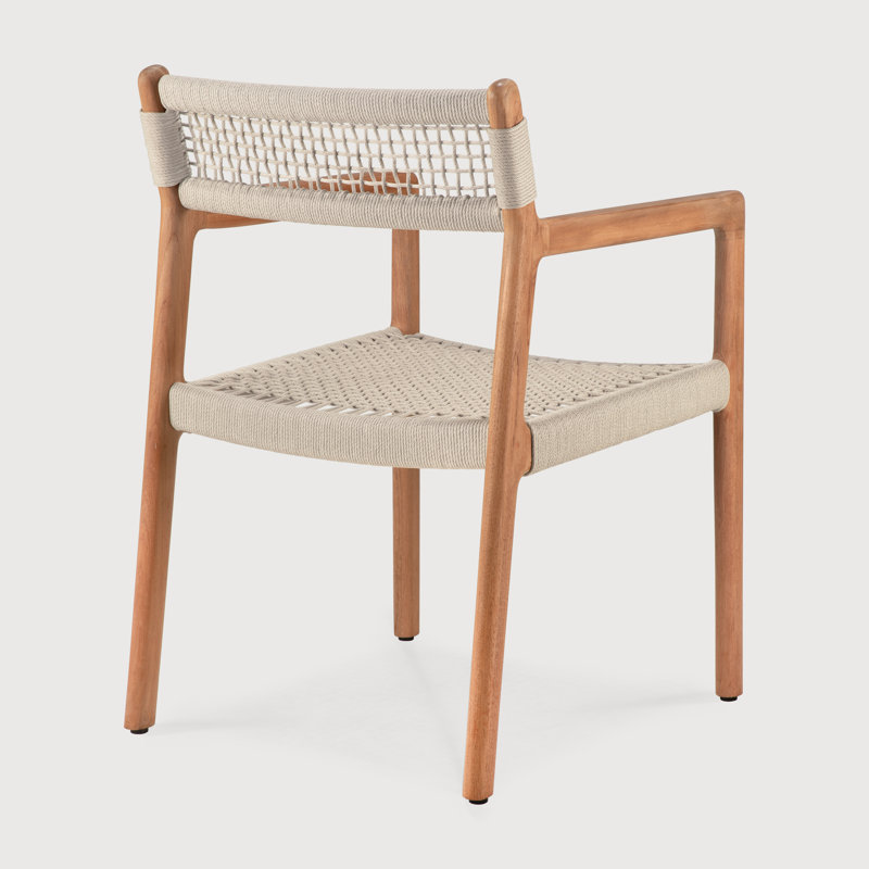 Jack Woven outdoor dining chair (frame)- teak - Beige cord
