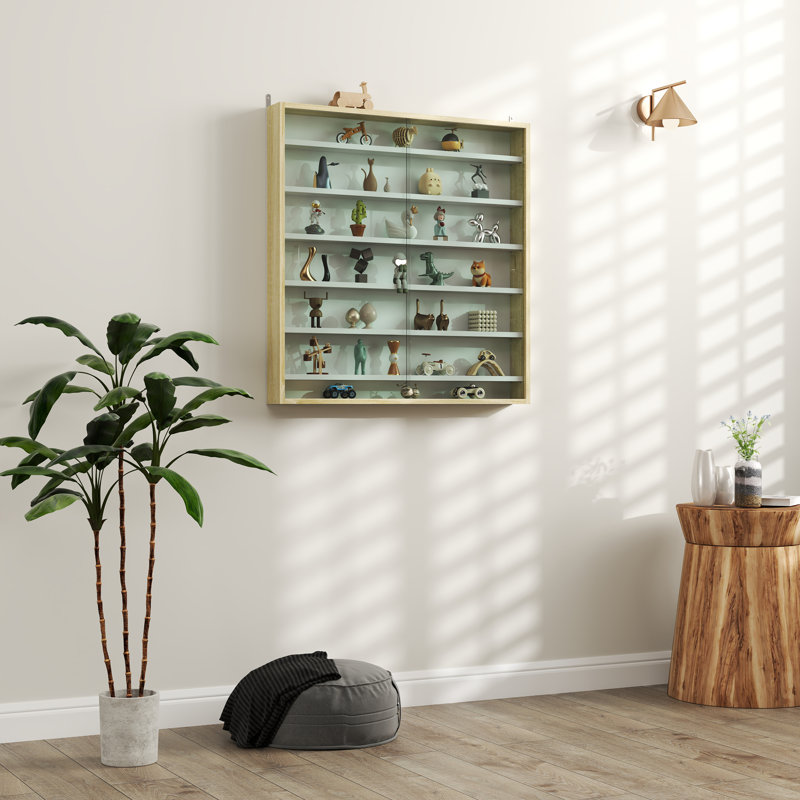 Vitrine à tablettes murales de 7 étages, Naturel