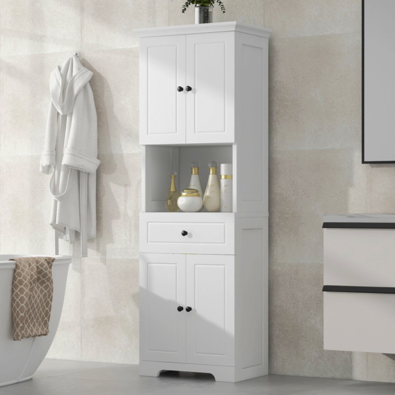Freestanding Bathroom Cabinet With Multiple Storage System, White
