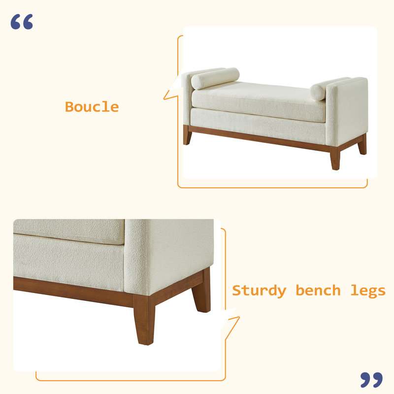 Grand repose-pieds rembourré en tissu rembourré avec coussins, grand banc de fenêtre rembourré Comfort, Beige