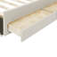 Lit plateforme simple avec panneau rembourré, lit gigogne et 3 tiroirs, tissu beige