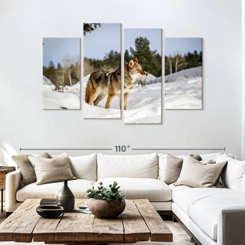 Brampt Winter Snow Coyotes, 54" H x 84" W