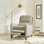 Fauteuil inclinable manuel en cuir véritable avec pattes en bois massif Beecher Traditional