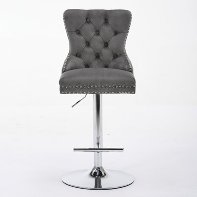 Thick Chrome Swivel Velvet Barstools