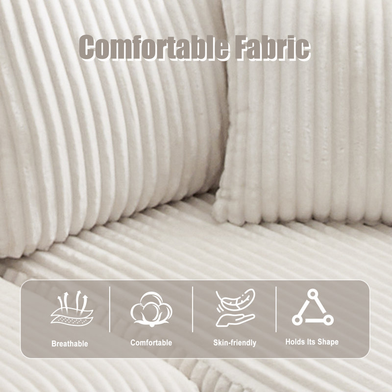 3 Seater Corduroy Sofa, Beige