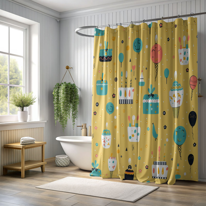 Party Happiness - Rideau de douche Premium, H 74 po x l 71 po