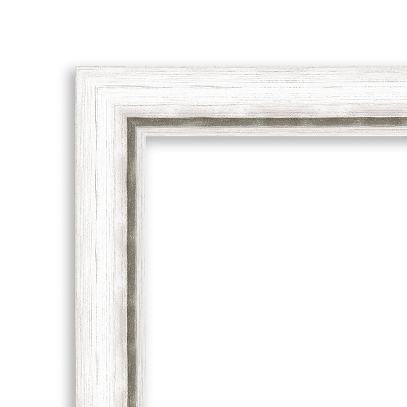 Jeritah Solid Wood Rectangle Wall Mirror, 26.25" x 20.25", White/Silver