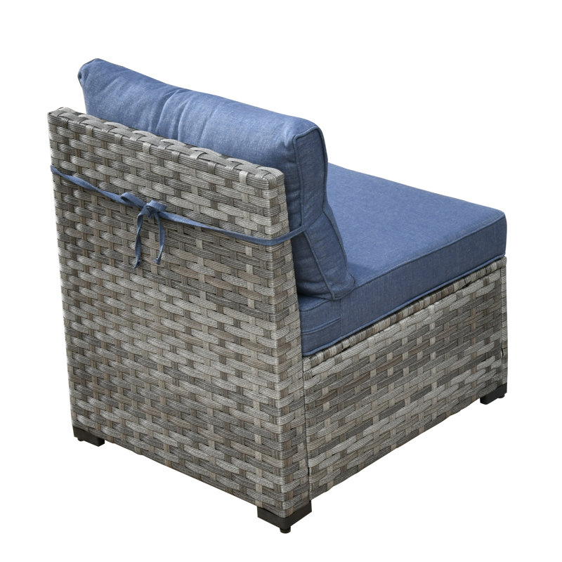 Ensemble de conversation d'extérieur 10 personnes avec coussins Demaurie, Bleu denim