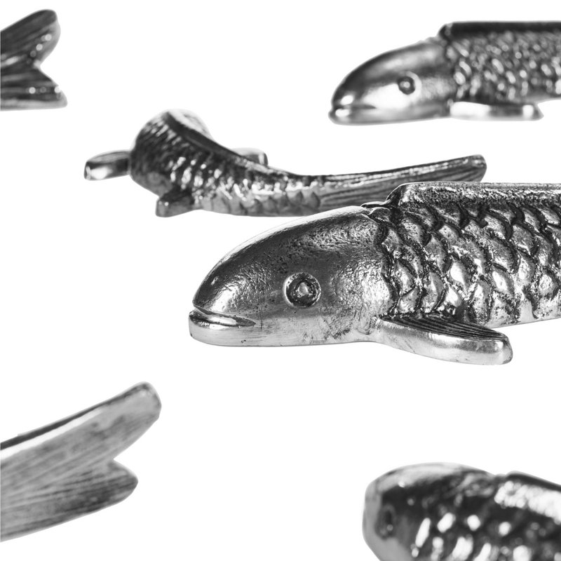 Antique Nickel Koi Fish Wall Sculpture Set