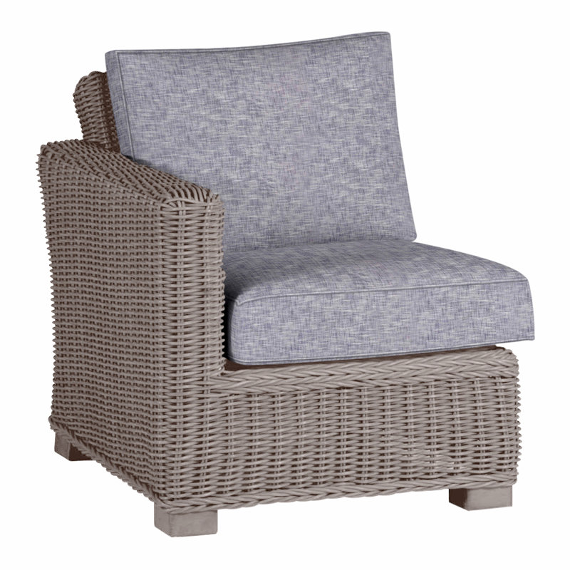 Canapé modulaire d'extérieur en résine tressée rustique N-Dura, Welt, Huître, Perle Bali