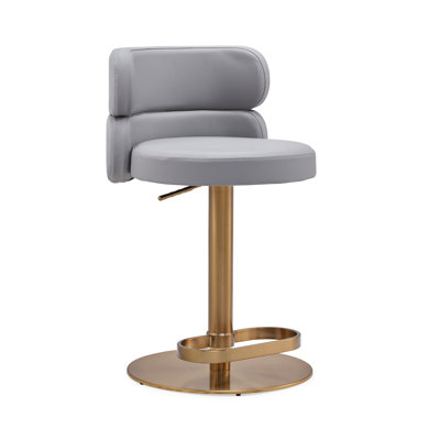 Tabouret de bar et de comptoir pivotant à hauteur ajustable d'inspiration italienne de luxe avec base piédestal en acier inoxydable (ensemble de 1)