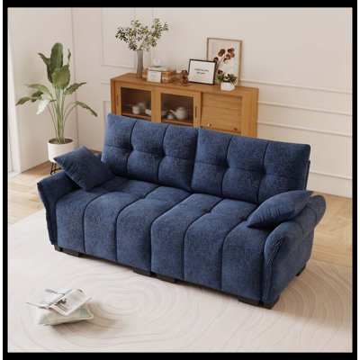 Canapé à deux places de qualité supérieure - conception ergonomique avec coussins en mousse haute résilience, revêtement en chenille moderne pour le salon, le salon, l'espace de bureau, bleu