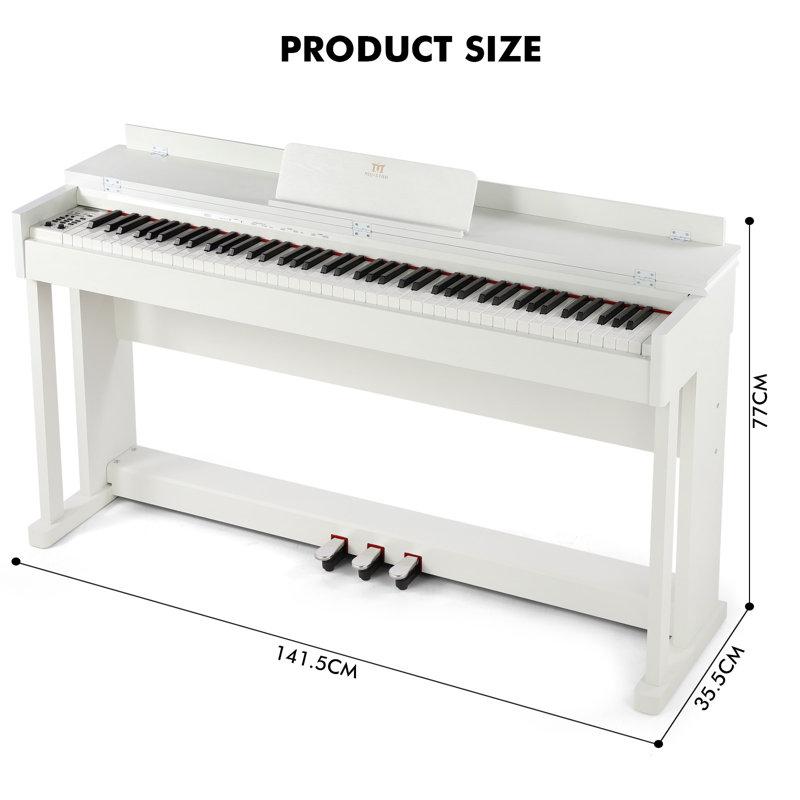 Wooden 88 Key Digital Play Musical Instrument with 3-Pedals, White